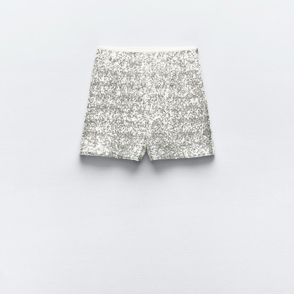 ZARA SEQUIN HIGH WAISTED SHORTS - Picture 5 of 8